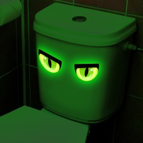 Resim Karanlıkta Parlayan Göz Tuvalet Çıkartmaları - 15x15cm Dekoratif Banyo & Yatak Odası Dekoru, Kendinden Yapışkanlı PVC, Yeşil Işıklı Gözler Tasarımı, Gençlerin Oda veya Temalı Alanlar için Eğlenceli ve Fantastik Tuvalet Kapağı, Tuvalet Çıkartmaları 
