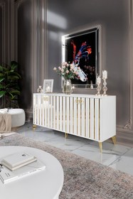 Resim Mapa Dubai Konsol Mdf Mebran Kapak Beyaz Gold 
