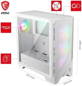 Resim MSI MAG Forge 320R Airflow White Mid-Tower Bilgisayar Kasası - ATX Kapasitesi, RTX 40 GPU Desteği, ARGB Fan, Manyetik Toz Filtresi, Sertleştirilmiş Cam, 1-6 ARGB Hub, USB 3.2 Generation 1 Tip A 