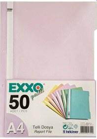 Resim Exxo Pastel Telli Dosya 50'li Paket Lavanta 