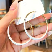 Resim 1 Pair Boho Şıklık 14K Altın Kaplama Büyük Halka Küpeler, Demir Malzeme ile Paslanmaz Çelik Post, Parti ve Balodaki Etkili Takılar için Moda, Tüm Mevsimler için Çok Yönlü Şık Takı 
