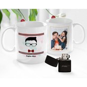 Resim Bk Gift Kişiye Özel Babalar Günü Hediyesi Fotoğraflı Kupa Bardak Ve Benzinli Çakmak Seti-81 