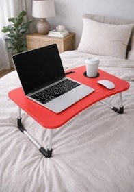 Resim Portatif Atlantik Kırmızı Renk Laptop Sehpası Katlanabilir Çalışma Masası Kahvaltı Masası 