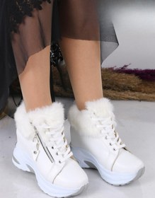 Resim Weynes Kadın Sade Beyaz Cilt İçi Yünlü 10 Cm Gizli Topuk Bot WSB1120 