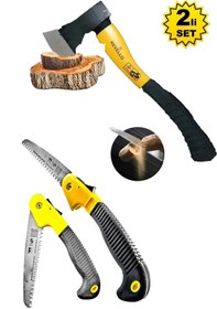 Resim MoonTech Fiber Saplı Balta Nacak Kamp Odun Kesme Katlanır Budama Testeresi El Testeresi... 