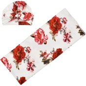 Resim Yifomall Yeni Doğan Bebek Sarımalık Ve Şapkalı Set - Poliester Elbise - 80x80 Cm - Gül Desenli Beyaz 190702 Çok Renkli 