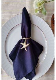 Resim 6 Adet Deniz Yıldızı Metal Halkalı Gold Peçete Yüzüğü 