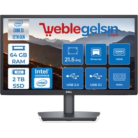 Resim Dell Optiplex 3000MFF Intel Core i3 12100T 64GB 2TB SSD FreeDos 21.5'' FHD Mini Masaüstü Bilgisayar 3000MFF15M 