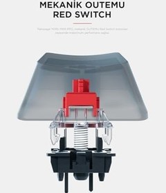 Resim Rampage YORU Mini PRO Siyah/Gri 2.4ghz+BT5.0+Type-C Red Swich Q Mekanik Gaming Oyuncu Klavye RGB 