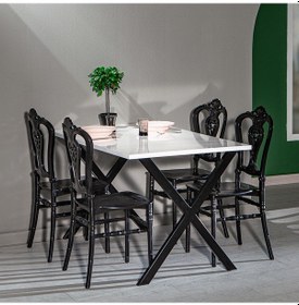 Resim Matrix Maxima Beyaz - Carisma Mutfak Masa Takımı / Siyah 