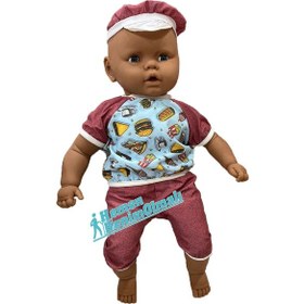 Resim Gövdesi Dolgulu Oyun Arkadaşım Zenci Et Bebek 60 Cm 