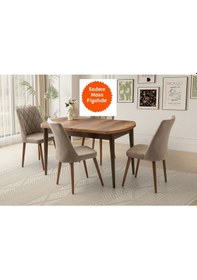 Resim Ortadan Açılır Ahşap Yemek Masası Gizli Kaşıklık Bölmeli 80cm X 140cm Barok Ceviz Ceviz 