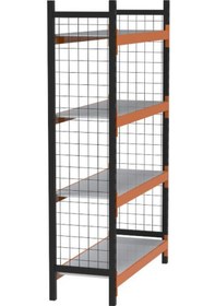 Resim 4 Katlı Dekoratif Midi Rack - Ekonomik Depo,arşiv, Kiler Rafı Siyah-turuncu-46x90 Cm-100 Cm Çok Renkli 