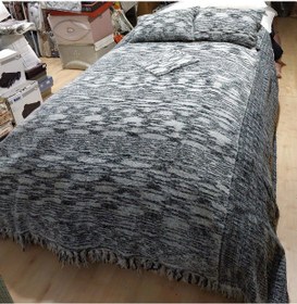 Resim Tavşan Tüyü El Dokuma Yumuşak Dokulu Çift Kişilik Yatak Örtüsü 2 Siyah - Beyaz 