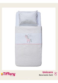 Resim Tiffany Tek Kişilik 3'lü Nevresim Takımı Unicorn Açık Pembe 