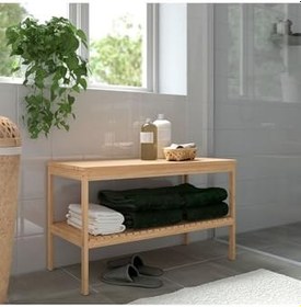 Resim IKEA Banyo Mobilyası RAGRUND Bank MeridyenDukkan Bambu, 77x37 cm Banyo Tabure 