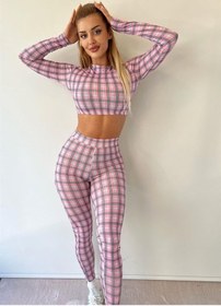 Resim Pink Life Ekose Desenli Pantolonlu İkili Takım Pap1704-pembe Pembe 