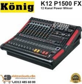 Resim König K12 P1000Fx 2 Kanal Power Mixer 1000Watt 