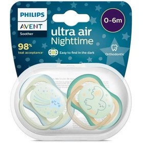 Resim Philips Avent Ultra Air Night 0-6 Ay 2li Erkek Emzik Beyaz - Mavi 