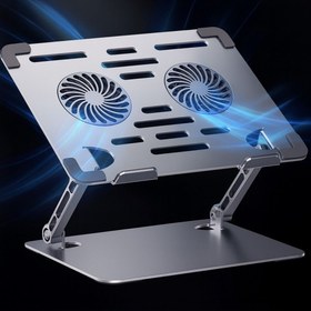 Resim Deppo Trend Laptop/Notebook/Macbook Uyumlu Soğutucu Fanlı Katlanabilir Yükseklik Ayarlı Metal Masa Üstü Standı 
