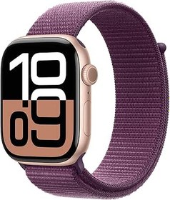 Resim Apple Watch Series 10 GPS 46 mm Roze Altın Rengi Kasa Akıllı Saat ve Kırmızı Erik Spor Loop - Standart. Fitness Takibi, EKG Uygulaması, Hep Açık Retina Ekran, Karbon Nötr 