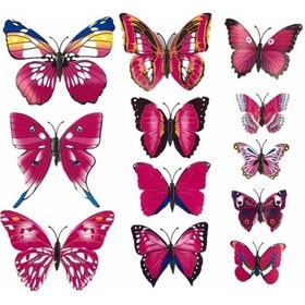 Resim Ev Dekorasyon 3D Pvc Kelebek 12 Li Duvar Süsleme Model S 