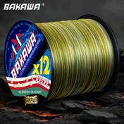 Resim BAKAWA 2025 Yeni 12 İplikli Örgülü Balıkçılık Hattı - 300m/328 Yards, Orman Rengi X12 100%PE, Yüksek Çekiş Dayanımı, Tuzlu ve Tatlı Su Balıkçılığı için Dayanıklı, Karp Balıkçılığı Hattı 