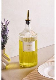 Resim Perotti Viking 1000 Ml Cam Şişe Ve Yağlık Kapaklı Çift Kapaklı Gold 