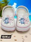Resim Lilo Stich Baskılı Tabanı Işıklı Kız Çocuk Plaj Terliği & Sandaleti Bej 