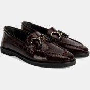 Resim Kadın Bordo Kroko Baskılı Toka Detaylı Deri Loafer 
