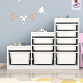 Resim Swiss 9 Sepetli Çok Amaçlı Oyuncak Dolabı Beyaz 