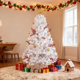 Resim WDXWDX 2025 Saf Beyaz Yapay Noel Ağacı (118.87/149.35/179.83/207.26cm) - Gerçekçi Ak Çam Görünümlü Tam PVC Kar Kaplı Dallar, Sağlam Metal Ayaklık, Kolay Kurulum & Tasarruflu Ev, İşyeri ve Mağaza için Mekanik Olmayan Suni İçerideki / Dışardaki Fake Tree - Her Zaman Kullanılabilir 