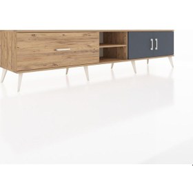 Resim Hyperion Tv Ünitesi 2 Raflı Tek Çekmeceli 2 Kapaklı 220x44x51 Çam-antrasit/çam Antrasıt/atlas Çam - Atlas Çam 