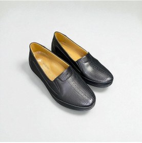 Resim İç Dış %100 Hakiki Deri Yumuşak Ortopedik Taban Kadın Ayakkabı Anne Ayakkabı Siyah 