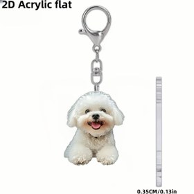 Resim [2D Düz] 2D Tasarımlı Sevimli Yavru Köpek Anahtarlık - Akrilik Araba Anahtarı ve Sırt Çantası Charmı, 0.35 İnç Sevimli Evcil Hayvan Hediyesi, Sevgililer Günü, Anneler Günü ve Doğum Günleri için Mükemmel, Küçük ve Hafif Büyüleyici Bir Aksesuar. 