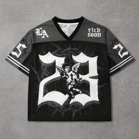 Resim Erkekler için Siyah LA Basketbol Forması - Zengin 23 Grafik Baskı, V Yaka, Bol Kesim, Atletik Tarz, Spor Hayranları ve Günlük Kullanım İçin Mükemmel, Basketbol Gömleği 