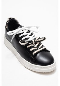 Resim Luvi Shoes Warron Siyah Desenli Hakiki Deri Kadın Sneakers Siyah 