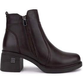 Resim Tamer Tanca Kadın Hakiki Deri Kahverengi Topuklu Bot 1065 2700 Bn Bot Sk25-26 Kahve Dr Kahverengi 