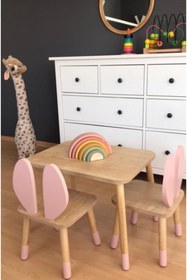 Resim SEAPOL Çocuk Aktivite Masa Takımı - Bunny - 1 Adet Masa Ve 2 Adet Sandalye 