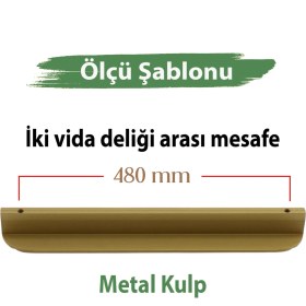 Resim Badem10 Aytuğ Geniş T Çizgili Oval Siyah Çekmece Kulp 480 mm Modern Şık Mobilya Dolap Kapak Kulpu 