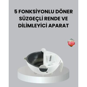 Resim Döner Mekanizmalı 5’i 1 Arada Süzgeçli Rende Sebze Meyve Doğrama Cihazı 