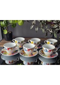 Resim Konyax 12 Parçalık Çay Fincanı Susam Çok Renkli 