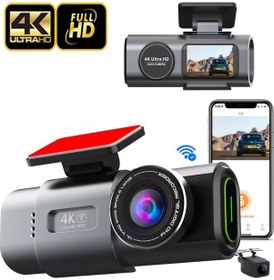 Resim Antcam V309 4k+1080p Çift Kameralı 170 Geniş Açılı Wifi Gps Gece Görüşlü Araç İçi Kamera 