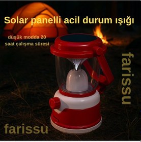 Resim Güneş Enerjili Ve Şarjlı Acil Durum Kamp Lambası - Gk7768 Kırmızı 