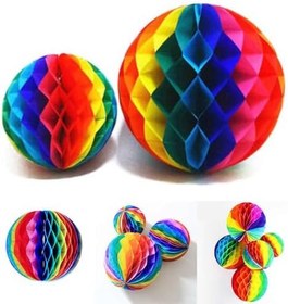 Resim Gökkuşağı Renkli 30 cm Rengarenk Kağıt Süs Fener 1 Adet (5264) 