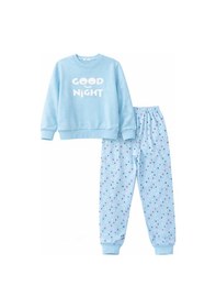 Resim Kız Çocuk Pamuklu Desenli Pijama Takımı 250575 Mavi02 Mavi02 