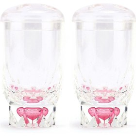 Resim 2 Adet Diş Fırçalık Kristal Damlalı Akrilik 7x7x14cm Banyo Seti Çok Renkli 