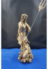 Resim Poseidon Heykel Biblo Tasarım - 30 Cm Mitolojik Obje Hediyelik Eşya Ev Dekor Altın 