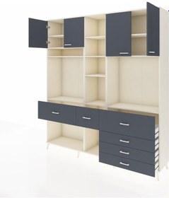 Resim Hyperion Dolap 11 Raflı 6 Çekmeceli 4 Kapaklı 220x44x243 Aytaşı-antrasit/antrasit Antrasıt/antrasıt 