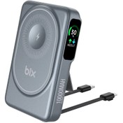 Resim Bix Tpb16 10.000 Mah Oled Ekranlı Manyetik Kablosuz Powerbank 20w Pd Hızlı Şarj Ve 15w Magsafe Gri 